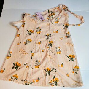 Wild Fable Bella Vista Lemon Print One-Shoulder Dress Size L Rayon & Linen Blend